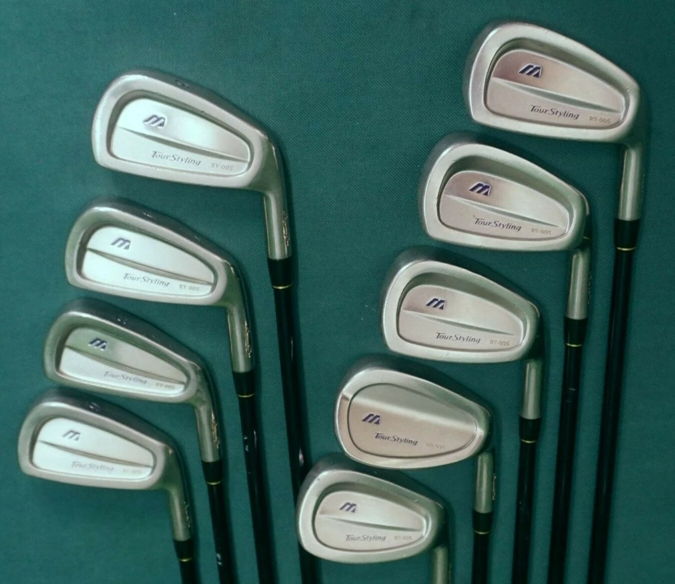 Set 9 X Mizuno Pro Tour Styling RV-005 Irons 3-PW + Gap X Stiff Graphite Shafts - Image 2