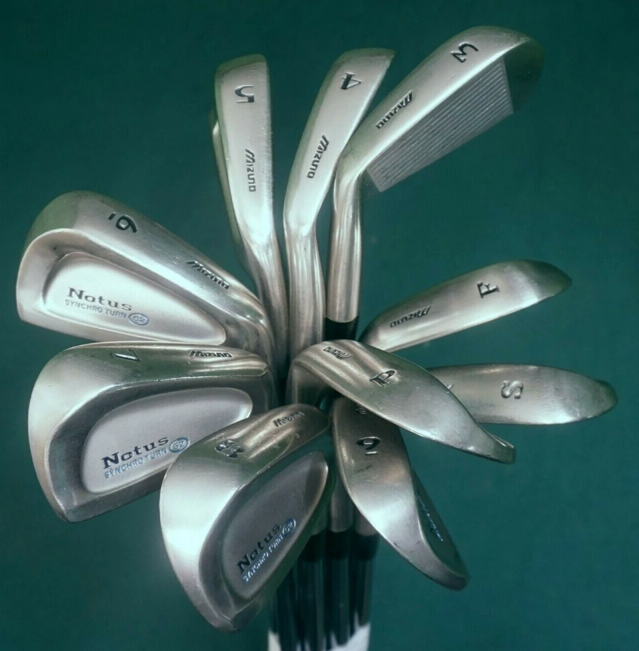 Set Of 10 X Mizuno Notus Synchro Turn Irons 3-SW + F Wedge Regular Steel Shafts