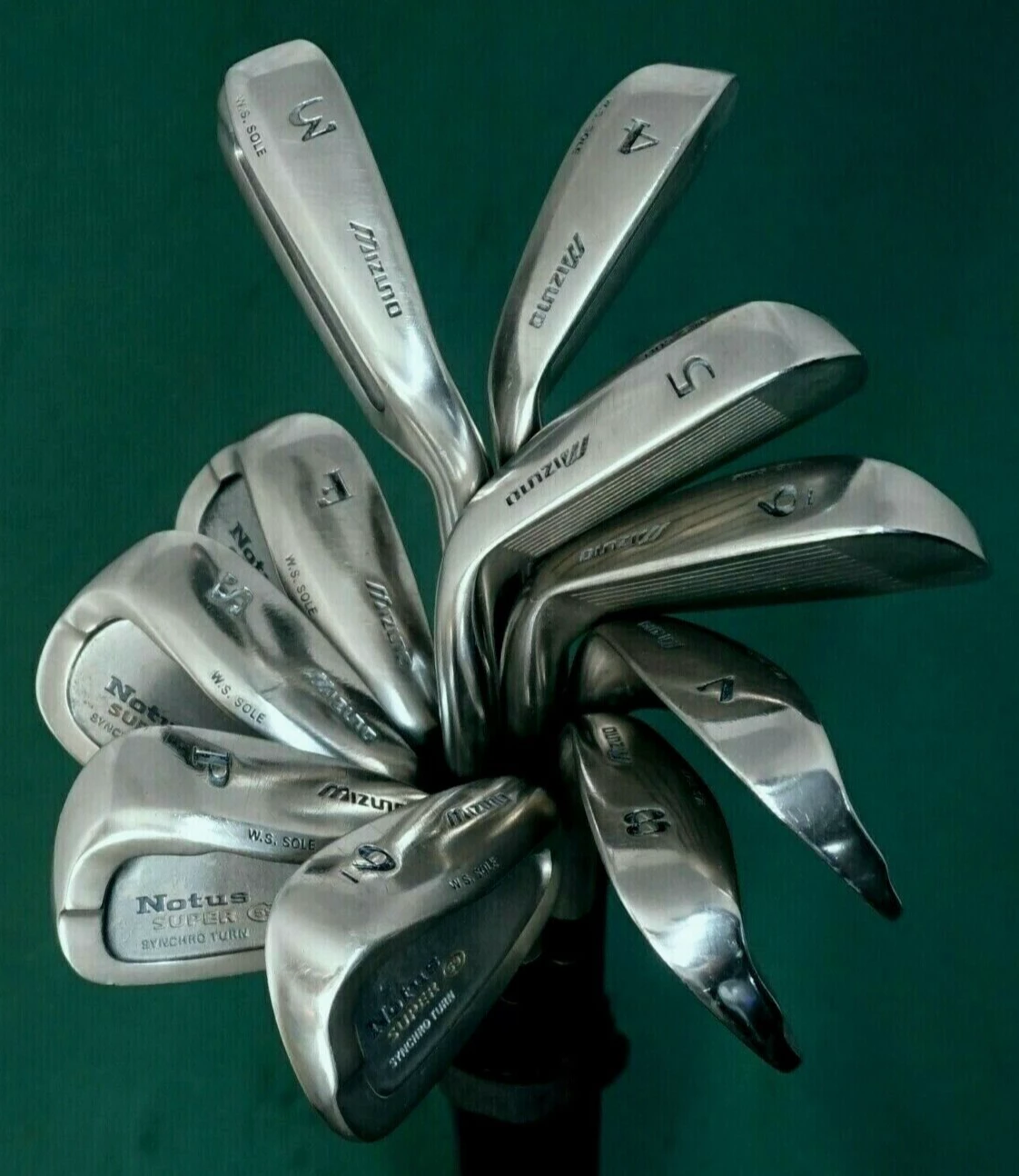 Set Of 10 X Mizuno Notus Super Synchro Turn 59 Irons 3-SW + F Wedge