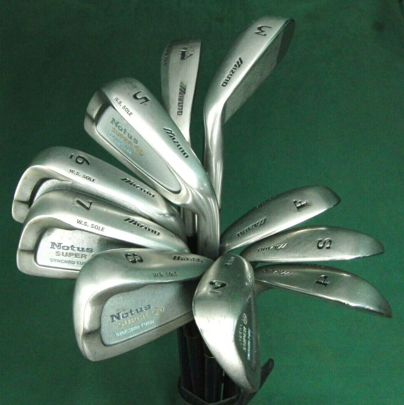 Set Of 10 X Mizuno Notus Super Irons 3-SW + F Wedge Regular Graphite Shafts