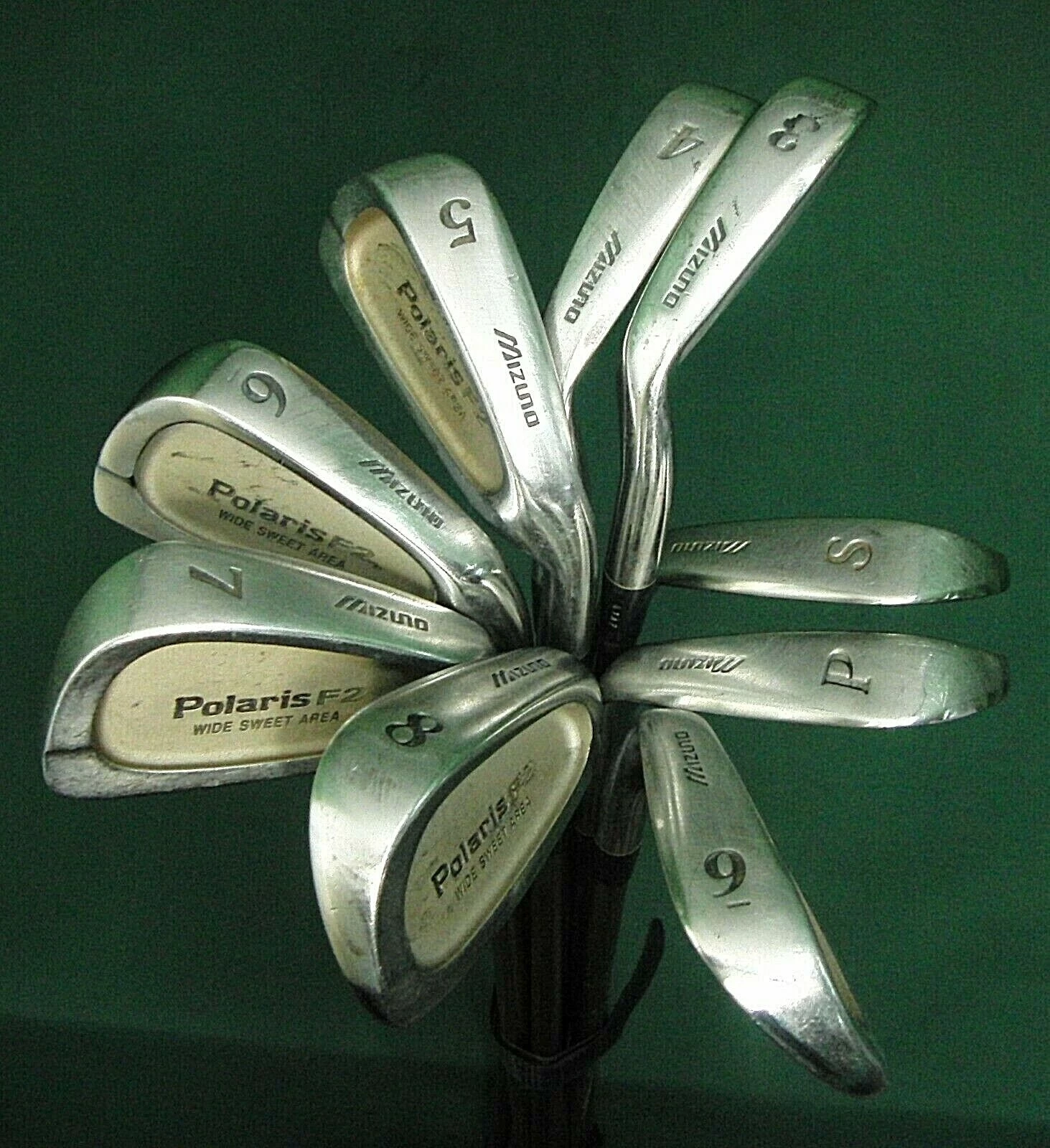 Set Of 9 X Mizuno Polaris F2 Irons 3-SW Extra Stiff Graphite Shafts